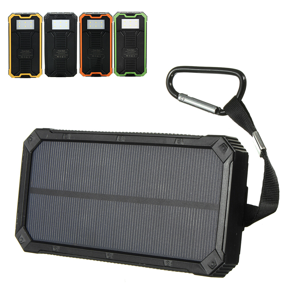 8000Mah Solar Waterproof Portable Charger Dual Usb Battery Power Bank 608442083379