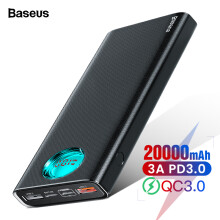 Baseus 30000mAh Powerbank 5 Uitgangen en 3 Ingangen 18W USB C PD3.0 QC3.0 Snelladen LED Digitale Weergave Externe Batterij Voor iPhone 11 SE 2020