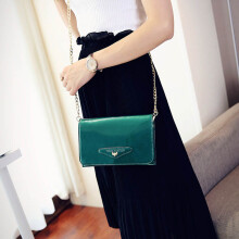 Bakeey Damen Casual Lackleder Kleine Quadratische Tasche Ketten-Handytasche Schulter-Umhängetasche mit Transparentem Handyfach