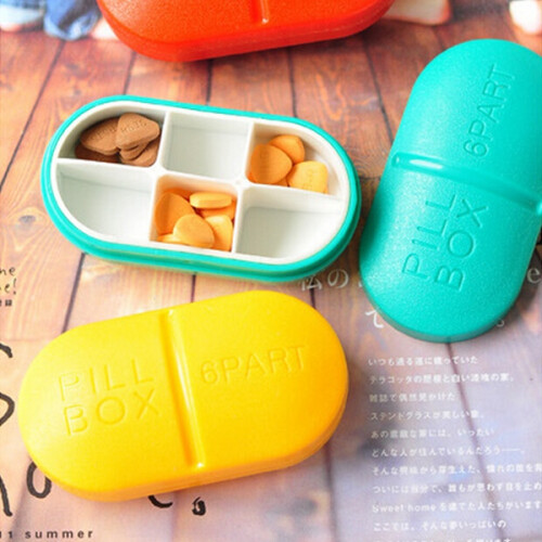 6 Scomparti Organizer portable per Medicinali Scatola per Pillole 1