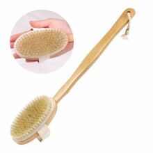 Spazzola da bathroom staccabile con manico in wood setole naturali spazzola esfoliante per il corpo lenitiva e detergente per la pelle.