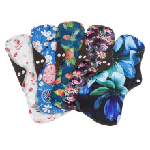 6 Pezzi Set di Assorbenti Menstruali Riutilizzabili in Bambù Charcoal per Flusso Abbonante