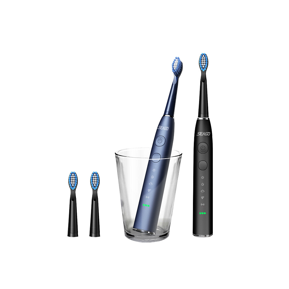 SEAGO SG-575 Sonic Electric Toothbrush 5 Modes IPX7 Waterproof Rechargeable Timing Teeth Cleaner W/ 5pcs Brush Head