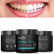 MABOX Polvere Naturale Sbiancante per Denti Attivata al Carbone di Bamboo Pulitore per Macchie di Fumo e Caffè sui Denti