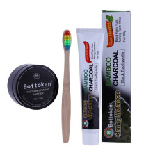 Natuurlijke Bamboe Houtskool Tandenborstel Tandpasta Kit Regenboog Bamboe Zachte Witterende Tandenborstel