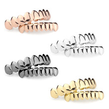 2 Pezzi di griglie per denti personalizzate placcate in oro e argento 8 denti griglie per denti hip hop superiori e inferiori set di griglie p