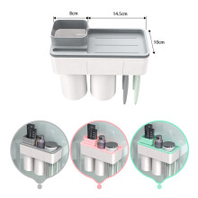 2 Tazze Supporto per Spazzolini Magnetico da Parete Organizer per bathroom Portaoggetti