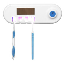 Supporto per spazzolini da denti elettrici a energia solare da parete con dispenser di dentifricio a 6 slot e raggi ultravioletti