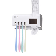 Supporto per sterilizzatore di spazzolini da denti a luce UV da parete con dispenser automatico di dentifricio