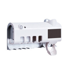 Supporto per spazzolino da denti con sterilizzatore a luce UV e dispenser automatico di dentifricio