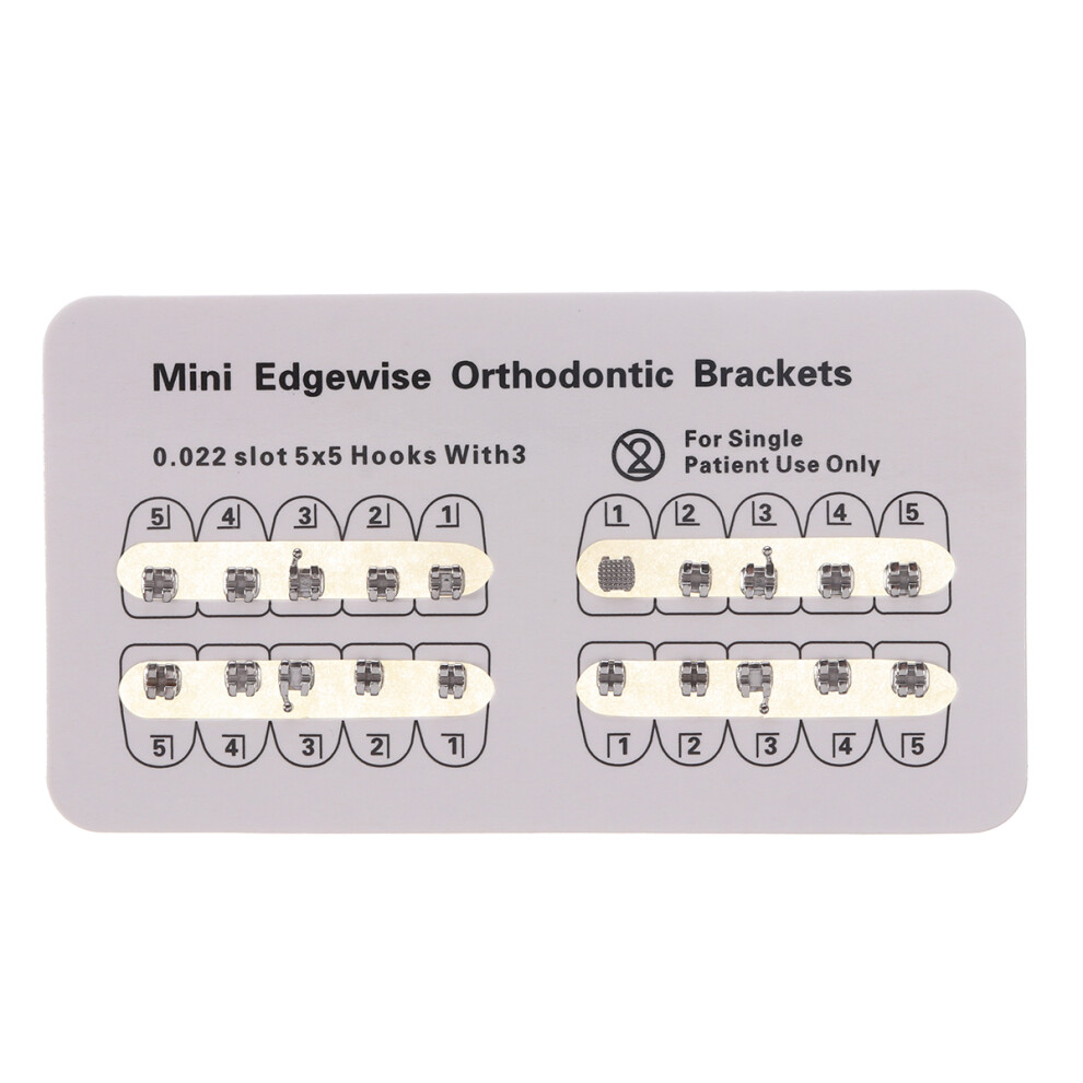 10 Packs Dental Orthodontic Edgewise Metal Brackets Mini Edgewise 0.022 Slot