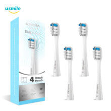 Usmile 4PCS Zachte Grijze Elektrische Tandenborstelkoppen Vervangende Borstels Voor Gevoelige Tandvlees Werkt Met P1/U3/P4/Y1S