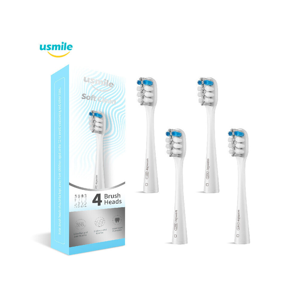 Grey Usmile 4Pcs Soft Electric Toothbrush Heads Replacement Brush Heads For Sensitive Gums Works With P1/U3/P4/Y1s