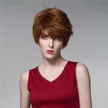Rechtdoor Korte Menselijke Haarperruiken Coole Zijbang Virgin Remy Mono Top Capless Uniek 14 Kleuren