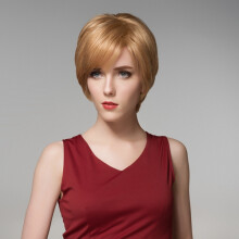 12 Kleuren Rechte Korte Zijkant Pony Menselijk Haar Pruik Virgin Remy Mono Top Capless
