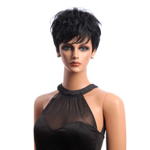 4 Inch Zwarte Korte Rechte Synthetische Haarperucen Kabekalon Pony Vrouwen Dames