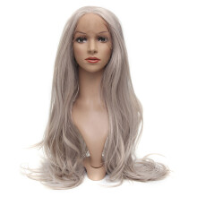 24 Inch Vrouwen Haar Platina Blonde Front Lace Pruiken Synthetische Hittebestendige Pruik Met Kap