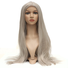28 inch Rechte Pony Synthese Haar Lange Volle Pruik Cosplay Vrouwelijke Lace