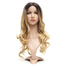 Vrouwen Perucas Vol Synthetisch Lang Golvend Haar Ombre Blond Feestperucas
