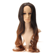 Dames Lange Golvende Krullende Haar Synthetische Pruik Zwart Bruin Ombre Cosplay Feest Pruik
