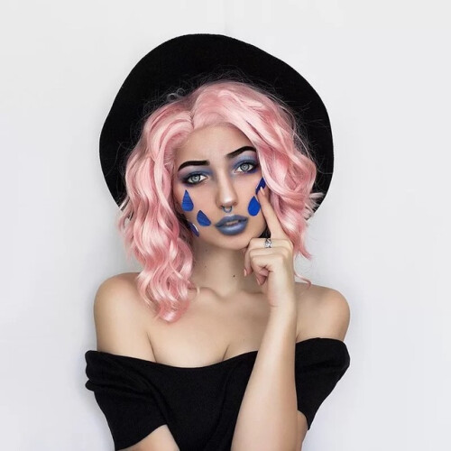 Cosplay Meisje Roze Geschoren Peer Korte Peruk 2
