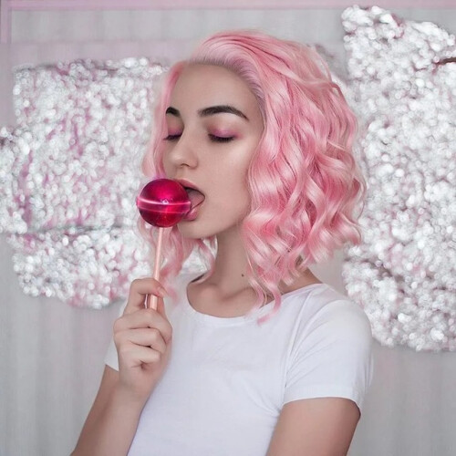 Cosplay Meisje Roze Geschoren Peer Korte Peruk 1