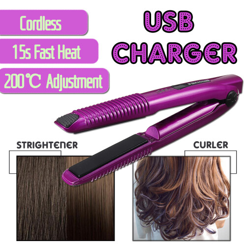 Piastra per capelli portable USB arricciacapelli wireless in ceramica 1