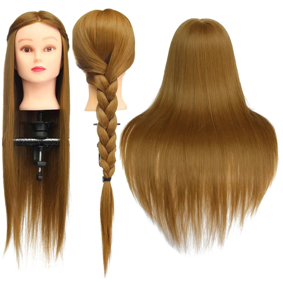 Unisex 24'' Hairdressing Human Hair Practice Makeup Training Mannequin Head With Clamp