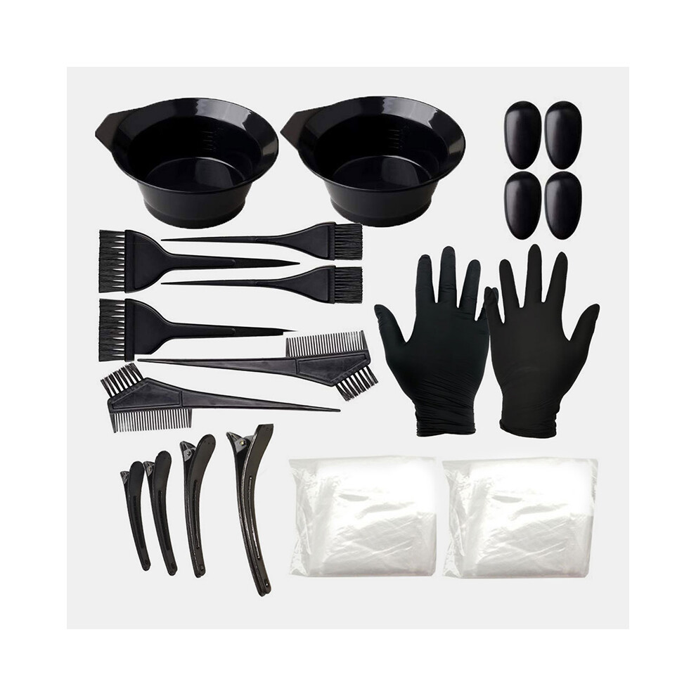 22 Pcs Hair Coloring Tool Set Comb Brush Disposable Shower Cap Latex Gloves Hairdressing Tools