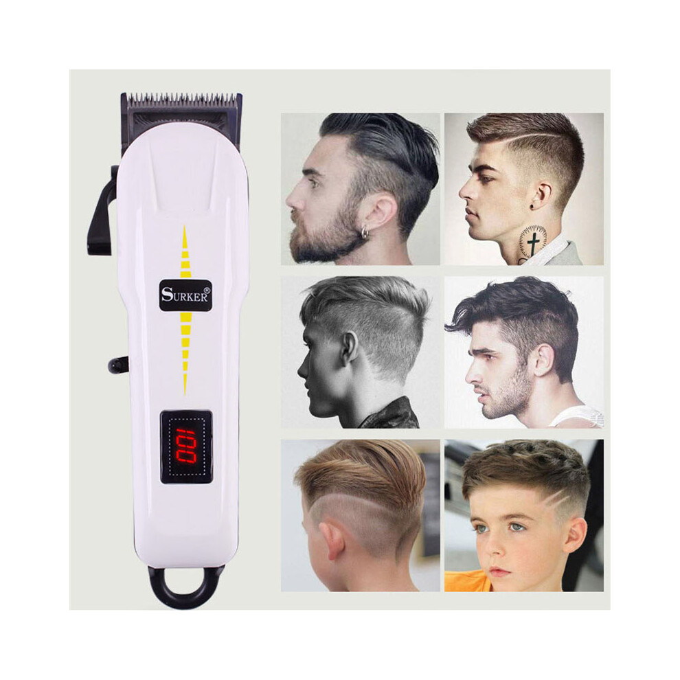 Surker Professional Cordless Hair Clipper Barber Hair Cutting Machine LED LCD Display Electric Hair Trimmer for Men Adult Child