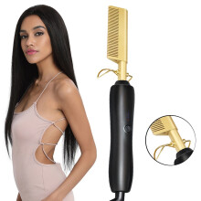 Piastra per capelli Flat Iron pettine electric riscaldato spazzola professionale per lisciare i capelli pettine arricciacapelli.