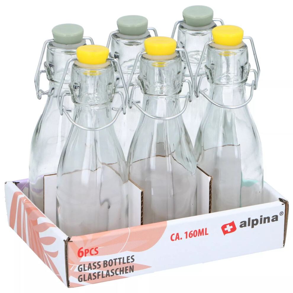 Clip Top Bottle Glass Preserve Oil Vinegar Airtight Swing Top 160ml 6x