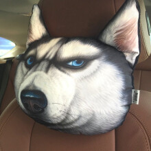 Cuscino per il collo a forma di cartone animato 3D Husky comodo e traspirante per il supporto della testa in auto.
