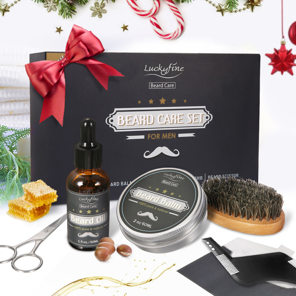 Cream Y.f.m Beard Care Set Beard Oil Beard Beard Style Comb Scissors