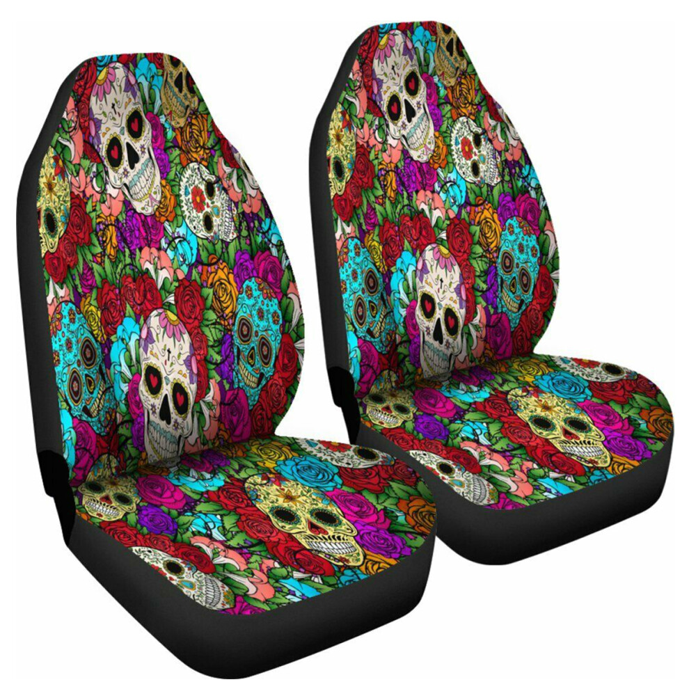 Universal Skull Car Front Seat Cover Breathable Seat Protection Cushion Seat Back Cushion Black 876850929248