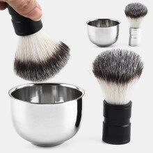 Ciotola da barba in steel inossidabile per rasoio da barbiere tazza per pennello da barba set di strumenti per la pulizia del viso maschile