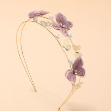 Accessori per capelli fascia romantica in pizzo fatto a mano con ricamo farfalla purple
