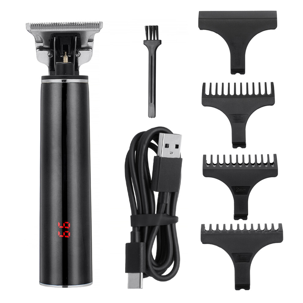 Black/Red Wireless Electric Hair Clipper Trimmer Rechargeable Lcd Display Hair Trimmer W/ 3 Limit Combs