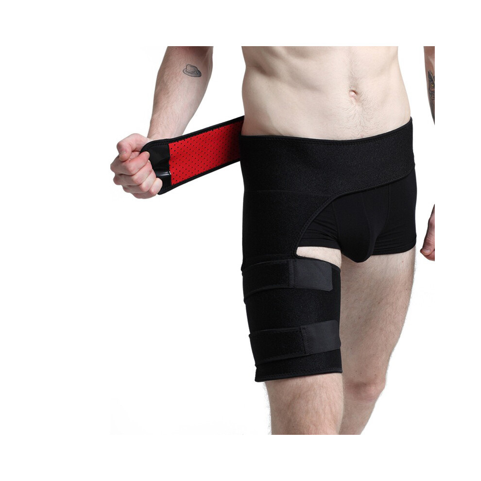Men and Women Groin Support Brace Adjustable Compression Wrap for Hip Groin Strain Quad Hamstring Thigh Pain Relief