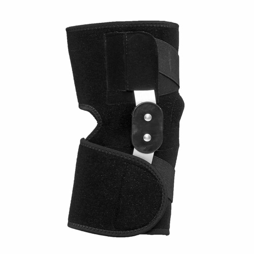 Supporto per ginocchio elastico regolabile con cerniera protezione della patella compressione e supporto per il piede. 1