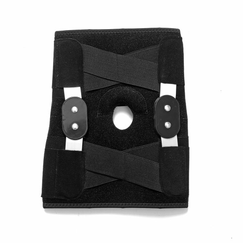 Supporto per ginocchio elastico regolabile con cerniera protezione della patella compressione e supporto per il piede. 2