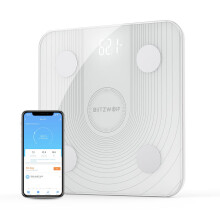 BlitzWolf BW - SC1 WiFi Slimme Lichaamsvetweegschaal APP Controle BMI Gegevensanalyse met 13 Lichaamsmetingen Digitale Weegschaal