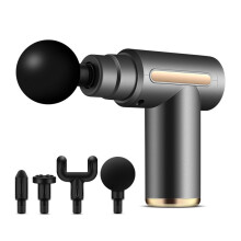 6 Geschwindigkeiten Mini Elektrischer Perkussiver Massager Sport Tiefenmuskelgewebe Schmerzlinderungsgerät Massagepistolen mit 4 Köpfen