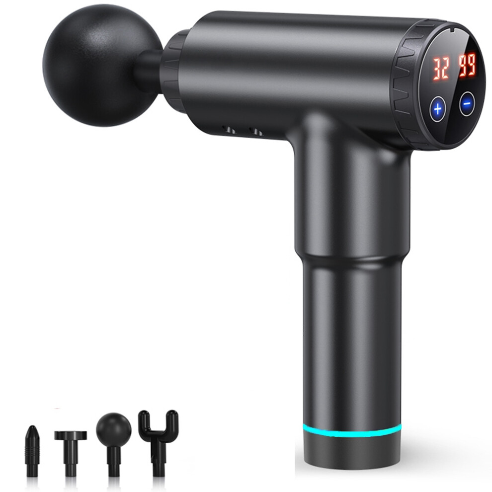 32 Gear LCD Touch Percussion Massager Quiet Electric Massager Deep Tissue Massager for Muscle Tension Relief With 4 Massage Head