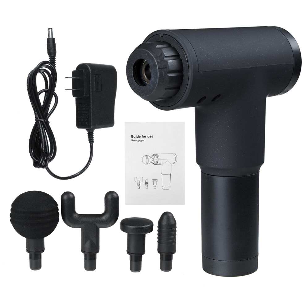 Black 2000Mah Lcd Display Percussion Massager 4200Rpm Muscle Vibrating Massage Athlete Therapy Device With 4 Massage Head