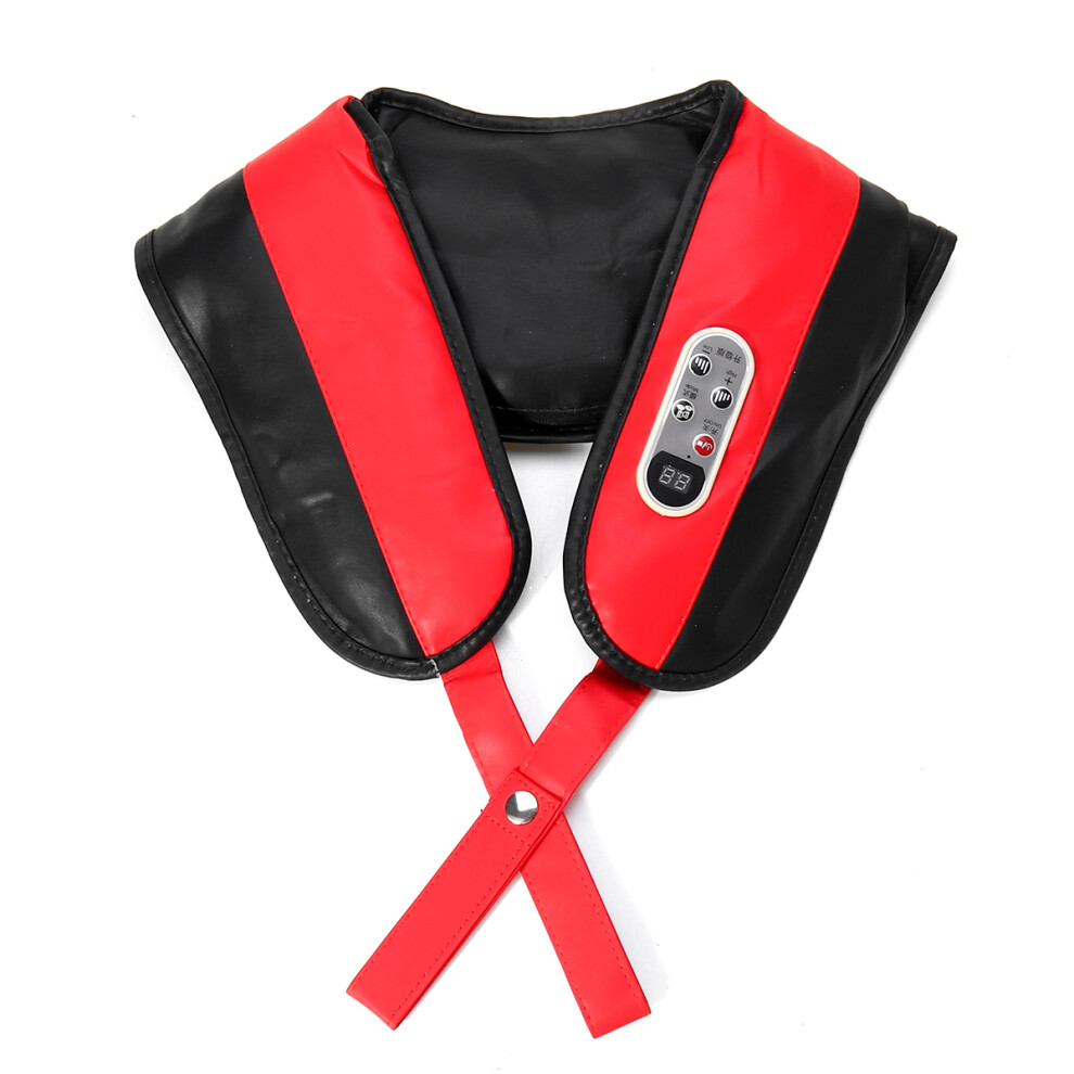 Red Electric Back Neck Shoulder Body Massager Heated Kneading Massager