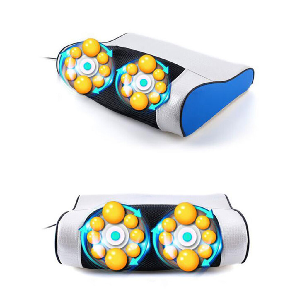 Blue/White Electric Massage Pillow Infrared Heating Kneading/Shiatsu Timing Neck Shoulder Cervical Relaxing Massager