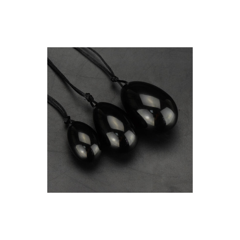 Black 3Pcs Obsidian Body Massage Stone Vaginal Muscle Tightening Kegel Exercise Egg