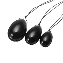 3 Stück Schwarzer Obsidian Kegel - Übungs - Handmassage - Ei 1 Stück 100 mm Muskelstraffungsstab