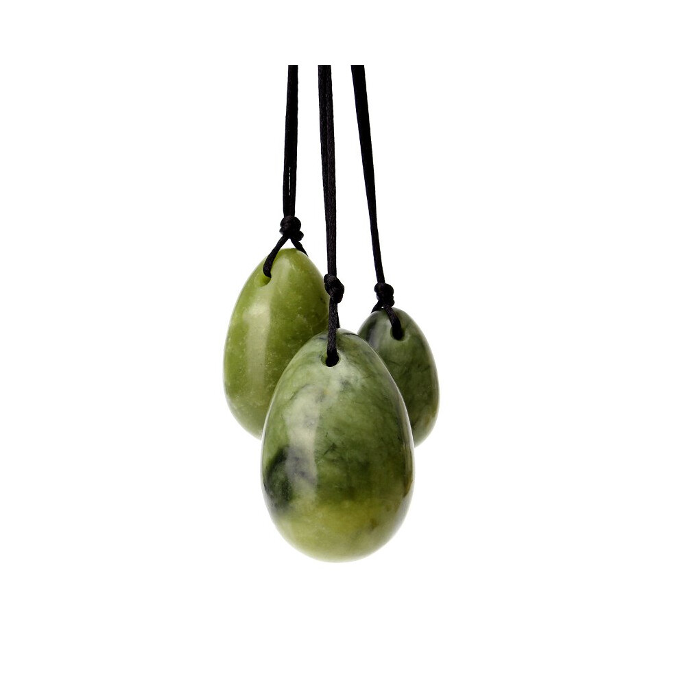 3Pcs Set Massage Tools Drilled Natural Green Jade Eggs Yoni Pelvic Muscle Kegel Exercise Ball